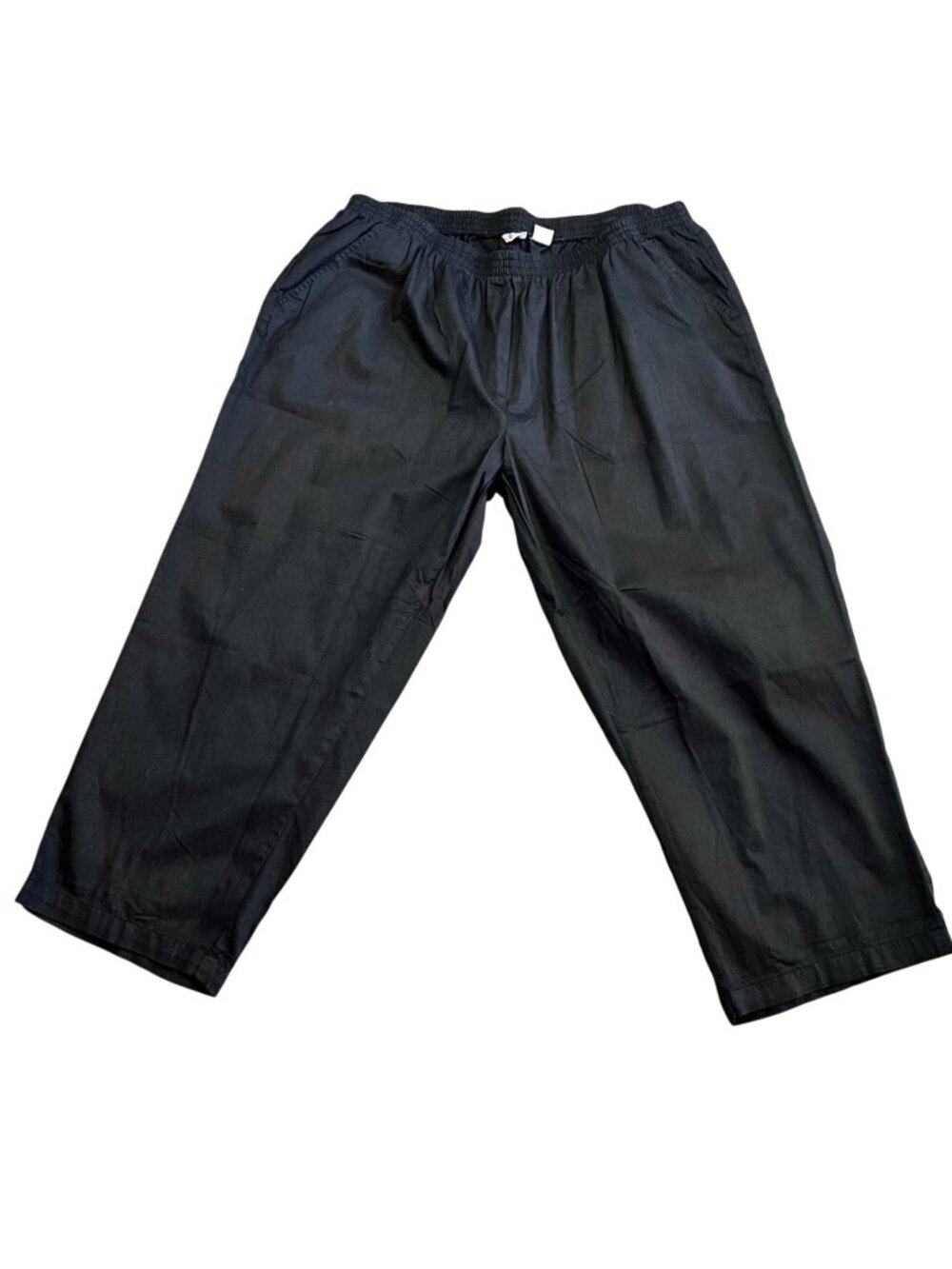 Only Necessities Womens 24WP Black Pull-On Elastic Waist Denim Pant Straight Leg